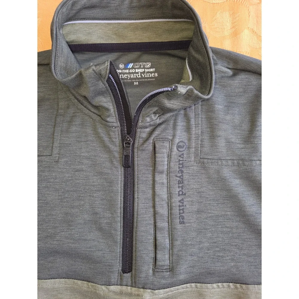 Vineyard Vines OTG On-The-Go Shep Shirt Mens Medium Grey Quarter Zip Pullover